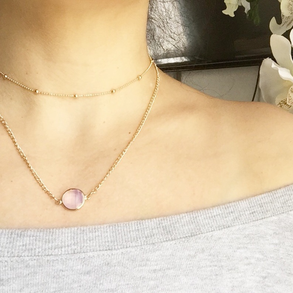 Gold color layered chain choker necklace dainty